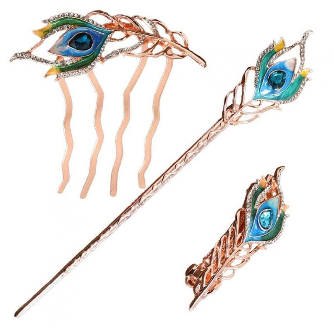 木製ヘアコーム 孔雀と花の彫刻*5 Amazon.co.jp: 中華風ヘアスティック ラインストーンヘア箸孔雀